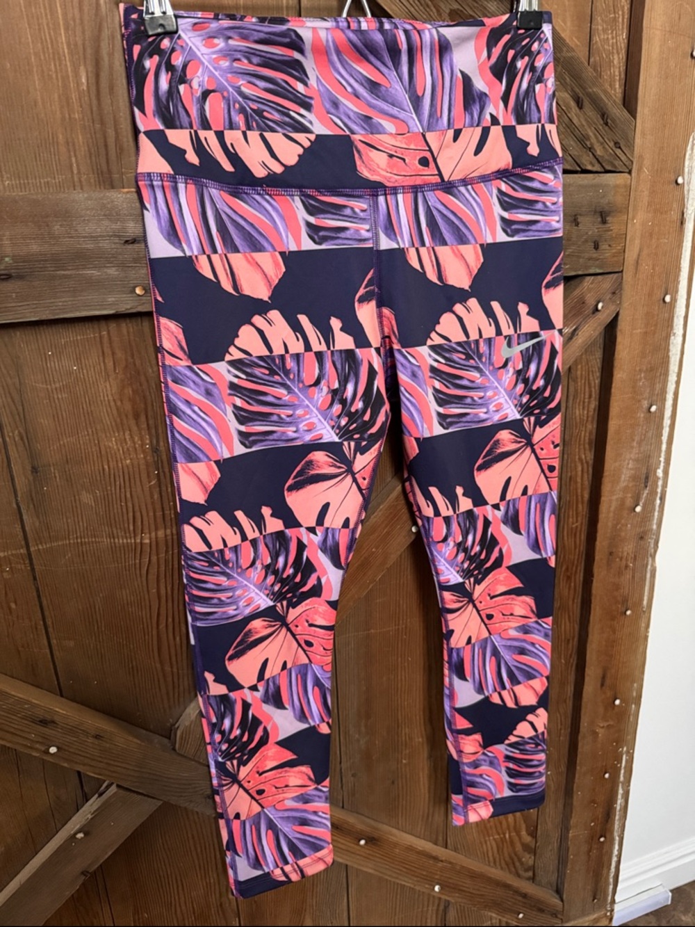 Nike Dri-FIT Purple & Coral Printed Active Leggings